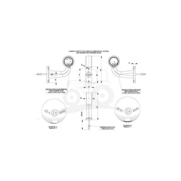 Lampa obrysowa biało-czerwona na wysięgniku krótkim łamanym