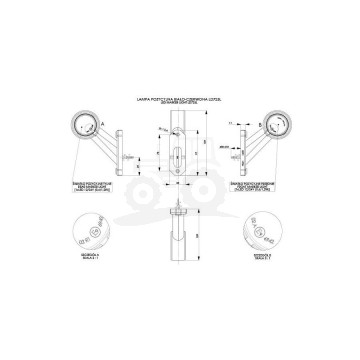Lampa obrysowa biało-czerwona na wysięgniku krótkim ukośnym