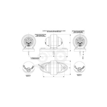 Lampa obrysowa biało-czerwona na podstawie owalnej