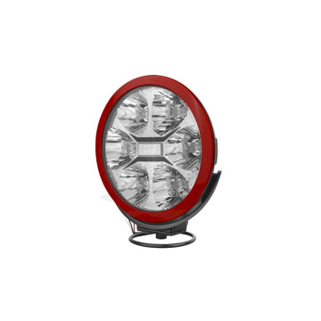 Refl.drogowy LEDF fi220 2400lm/LC50 12/24V+osłona pełna,przew.0.5m,ramka czerwona,