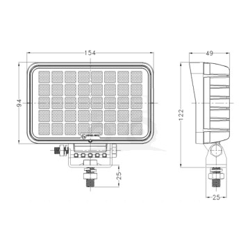 Lampa robocza prostokątna z diodami 40 LED rozproszona