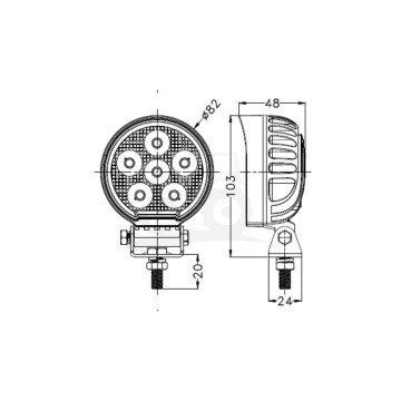 Lampa robocza OSRAM z 24LED, 24W, okrągła, rozproszona