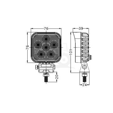 Lampa robocza OSRAM z 24LED, 24W, kwadratowa, rozproszona