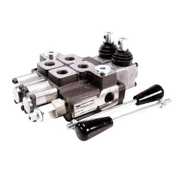 Rozdzielacz hydrauliczny 2-sekcyjny max przepływ 40L 1 sekcja z zatrzaskiem