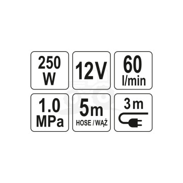 Kompresor samoch. z lampą LED ,12V 250W YATO