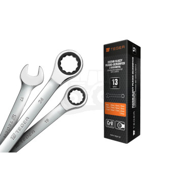 Zestaw kluczy płasko - oczkowych z grzechotką   TEGER