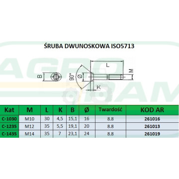 ŚRUBA Z NAKRĘTKĄ M12X35 10.9 (DWUNOSKOWA) PREMIUM