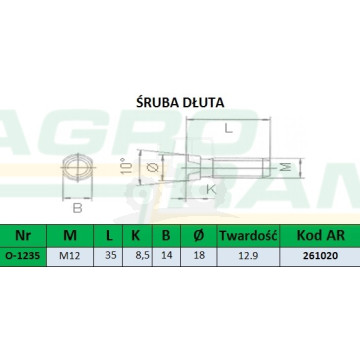 ŚRUBA Z NAKRĘTKĄ M12X35 12.9 (Z WCIĘCIEM DWUSTRONNYM) PREMIUM