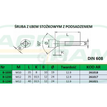 ŚRUBA Z NAKRĘTKĄ M12X40 10.9 (Z PODSADZENIEM) PREMIUM