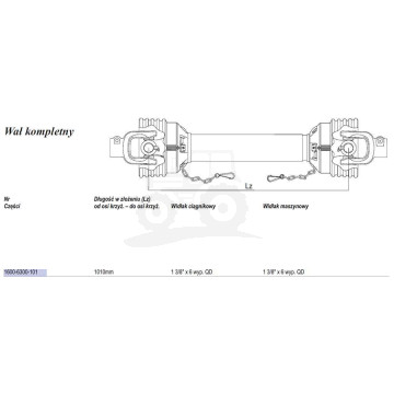 Wał  Weasler 371 Nm. (Lz=1010mm., Lmax=1435mm.)
