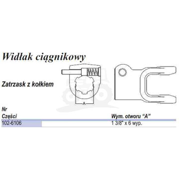 Widłak, B01, bolec QD 1 3/8 Z=6