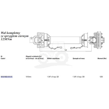 Wał Weasler 1250Nm (Lz1010mm-Lmax1418mm) cierna tarcz