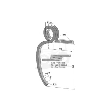 ZĄB SPRĘŻYNOWY SPIRALNY PRAWY 40X40X900 IND