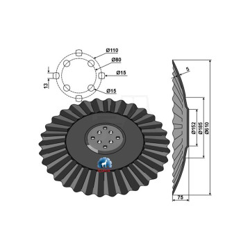 TALERZ KARBOWANY 610X5 8-OTW. IND