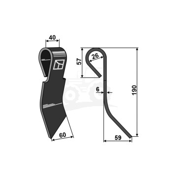 NÓŻ ROZDRABNIACZA ŁĘTÓW PRAWY 007774 IND