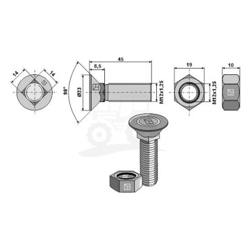 ŚRUBA Z NAKRĘTKĄ M12X45 IND