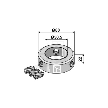 PIERŚCIEŃ USTALAJĄCY DO WAŁU 50,5MM KPL. ZE ŚRUBAMI BEZ ŁBA M12 IND