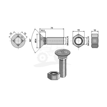 ŚRUBA Z PŁASKIM ŁBEM M12X70 IND