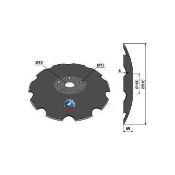 TALERZ ZĘBATY 510X6, 5-OTW. IND