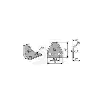 NÓŻ DO PASZOWOZU WYGIĘTY 76MM IND