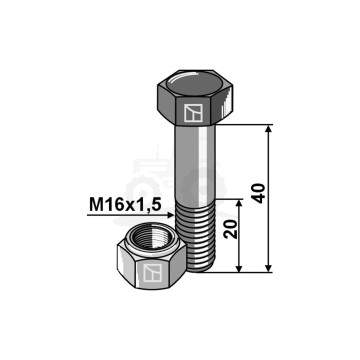 ŚRUBA Z NAKRĘTKĄ SAMOKONTRUJĄCĄ M16X40 12.9 IND