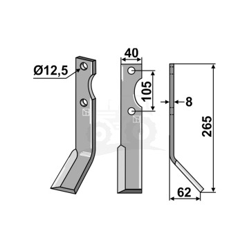 NÓŻ GLEBOGRYZARKI PRAWY FORIGO 265X40 IND