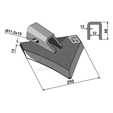 NÓŻ ŁOPATKOWY LEWY 250MM IND