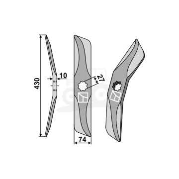 NÓŻ OBROTOWY ZE STALI BOROWEJ PRAWY 430MM IND