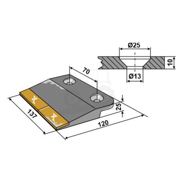 NAKŁADKA RAMIENIA GŁĘBOSZA LEWA Z PŁYTKĄ Z WĘGLIKA TCS-BOR28-131 IND