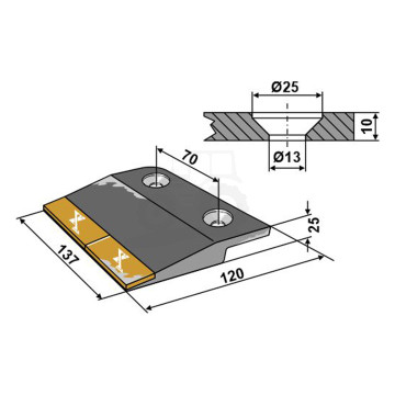 NAKŁADKA RAMIENIA GŁĘBOSZA PRAWA Z PŁYTKĄ Z WĘGLIKA TCS-BOR28-132 IND