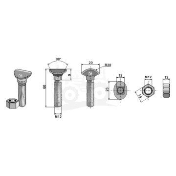 ŚRUBA KULTYWATORA M12X60 8.8 IND
