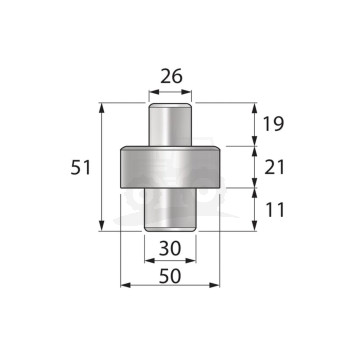 Sworzeń.25/6450-12 , 72/6450-109 , 6450-38  Wymiary.26mm, 19mm, 51mm, 50, 21mm, 11mm, 30mm