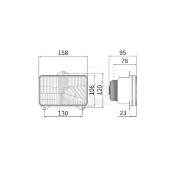 Reflektor przedni H4 2F 167x106+ uszczelka, żarówka 3Ł 130x120 płaskie MF4235, MF8260, RENAULT 41/181-101