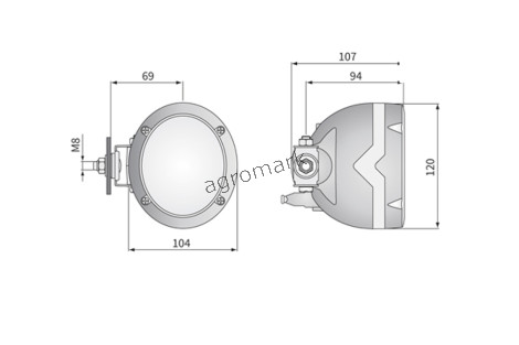 Halogenowa lampa robocza boczna H3