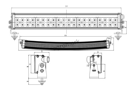 Lampa W222.1 Offroad (W/L podświetlenie ) 12V/24/V LED rozproszona