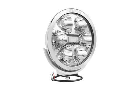 Refl.drogowy LEDF biała obudowa fi220 2400lm/LC50 12/24V+osłona pełna,przew.0.5m,ramka chrom.,