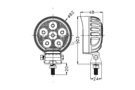 Lampa robocza OSRAM z 24LED, 24W, okrągła, rozproszona