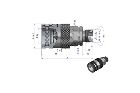 Szybkozłącze hydrauliczne gniazdo M20x1,5 gwint zewnętrzny EORO PUSH-PULL