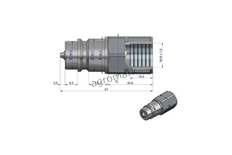 Szybkozłącze hydrauliczne wtyczka M18x1,5 gwint wewnętrzny EURO