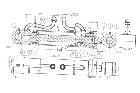 Siłownik hydrauliczny podpory 161-03140