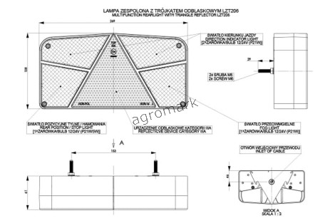 Lampa zespolona z 2 kierunkami lewa