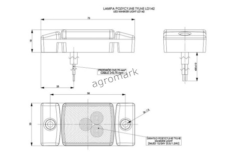 Lampa obrysowa HOR40 DIODOWA 12/24V CZERWONA