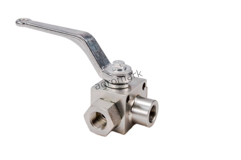 Zawór kulowy hydrauliczny 3-drogowy 3/2-3/8BSP z otworami mocującymi 500 bar
