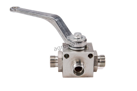 Zawór kulowy hydrauliczny 3-drogowy 3/2 M18x1,5 12L z otworami mocującymi 500 bar