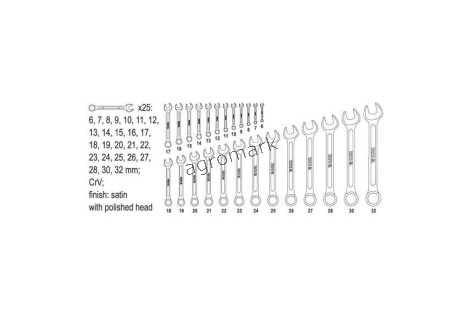 Klucze płasko-oczkowe 6-32MM (25szt) YATO