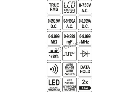 Miernik cyfrowy TRUE RMS LCD 9999