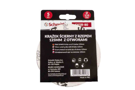 Krążek ścierny z rzepem 125mm z otworem P80-5szt