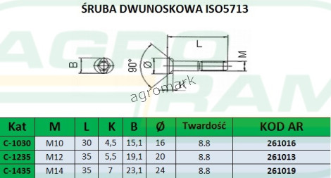 ŚRUBA Z NAKRĘTKĄ M12X35 10.9 (DWUNOSKOWA) PREMIUM