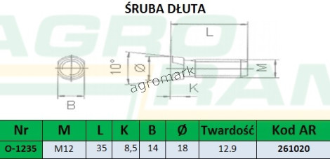 ŚRUBA Z NAKRĘTKĄ M12X35 12.9 (Z WCIĘCIEM DWUSTRONNYM) PREMIUM