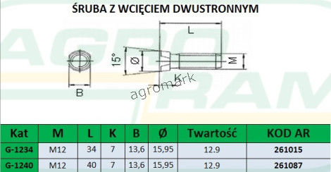 ŚRUBA Z NAKRĘTKĄ M12X38 12.9 (Z WCIĘCIEM DWUSTRONNYM) PREMIUM
